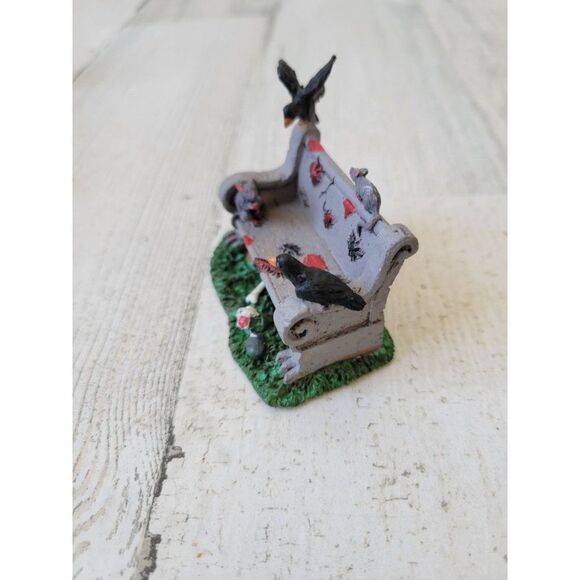 Lemax Halloween park scary bench chair accessory Crow rats village - Picture 2 of 6